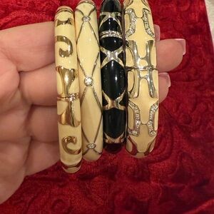Cream and Black Enamel Bangles